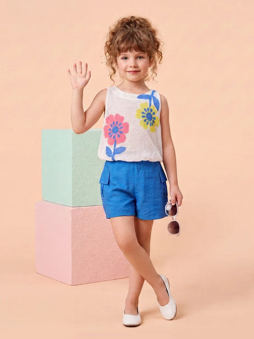 Girls Floral Print Shorts & Top